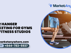 door hanger marketing visual showing a gym door hanger with a trial offer, fitness class imagery, and a neighborhood radius map