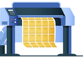 A modern printer producing vibrant marketing materials, part of 'MarketAnywhere Flyer Distribution's printing services